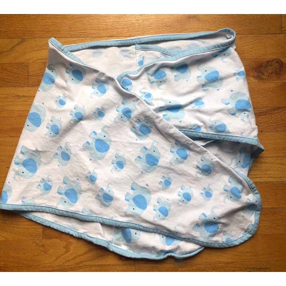 Miracle blanket swaddle blue elephant one size newborn to 14 weeks